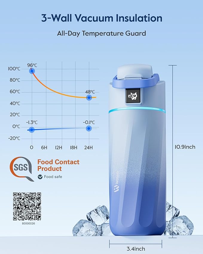 BOOST Smart Water Bottle with Reminder & Tracker, 16oz Kids Water Bottle for School, DIY Refrigerator Magnets, BPA-Free Vacuum Insulated Stainless Steel, Ideal for Mother's Day Gifts
