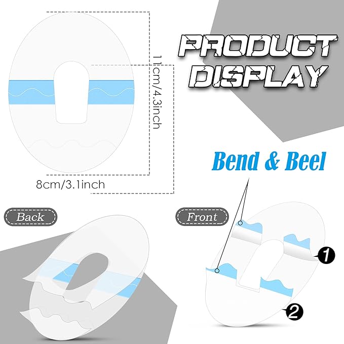 72 Pieces Shower Waterproof Patch Transparent Waterproof Adhesive Patches for Overpatch Transparent Stickers Long Lasting Sweatproof Continuous Glucose Monitor Protection, Blue