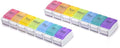 2 Pack Weekly Pill Organizer Vitamin Holder, DOSMAMZ 7 Day Travel Pill Box with Large Compartments, Push Button Design Medication Dispenser Case (Rainbow)