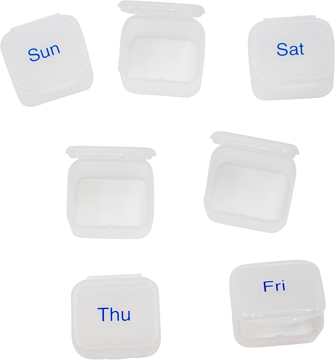 Set of 2 Metal-Plated Weekly (7-Day) Pill Box Case & Portable Medicine Organizer (Large Antique Silver)