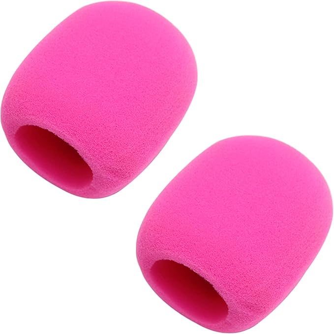 Fielect 2Pcs Microphone Covers Foam Mic Cover Handheld Microphone Windscreen Shield Mic Foam Filter Pink for KTV Broadcasting