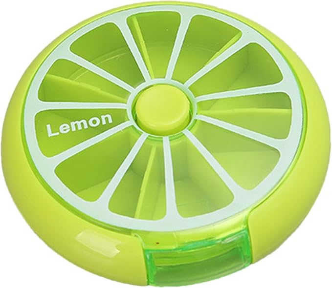 Weekly Pill Dispenser - Portable Round Pill Storage Box, Weekly Pill Case, Fruit-Shaped Design Storage Supplies for, Candy, Pills, and Other Items