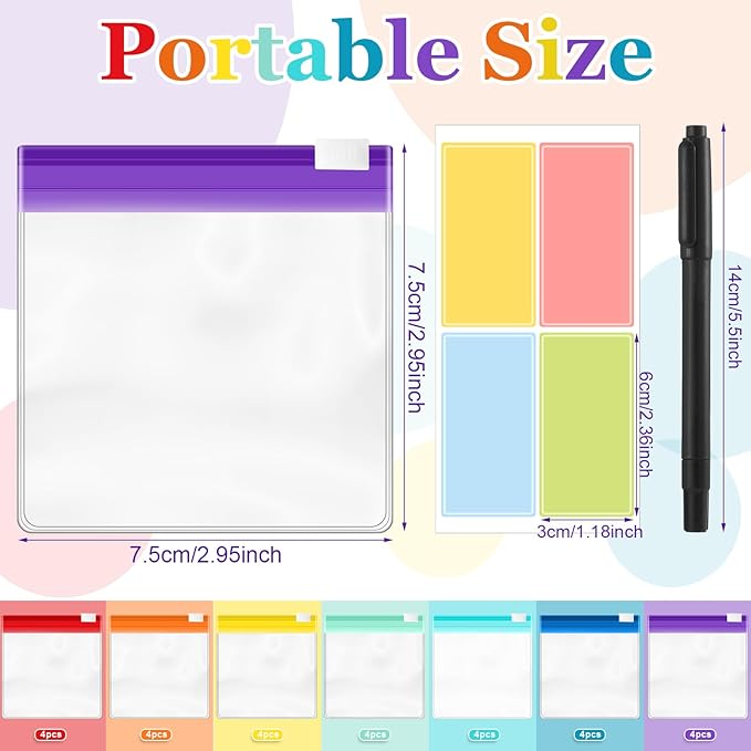 39 Pcs Pill Pouchs Zippered Pill Bags for Travel Reusable with 28Pcs Small Pill Organizer Pouches and 10pcs Sticker for Medicine Organizer Bags