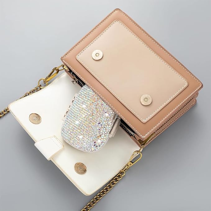 Daily 6 Compartments Pill Box Container Bling Diamond for Purse Medicine Container Holder for Women Travel Kit Medicine (ab Colorful)