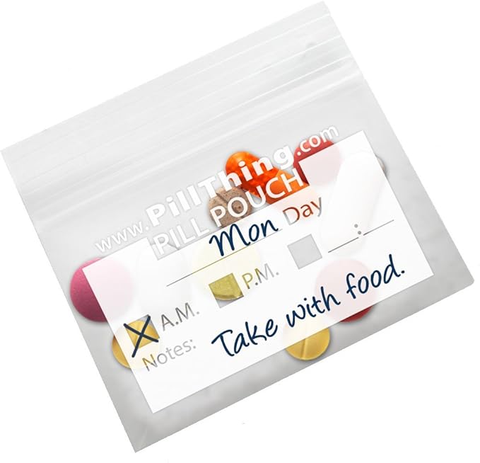 Zipper Pill Organizer Pouch Bags - Now 20% Stronger - Pack of 100 3 Mil Clear, Reusable, BPA Free, Write On Label, Pill Organizer for Travel by PILLTHING