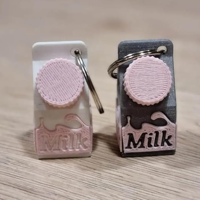 Generic Milk Carton Pill Holder Keychain, Lactose Intolerant Pill Case, 1 Compartment, Portable, Giftable