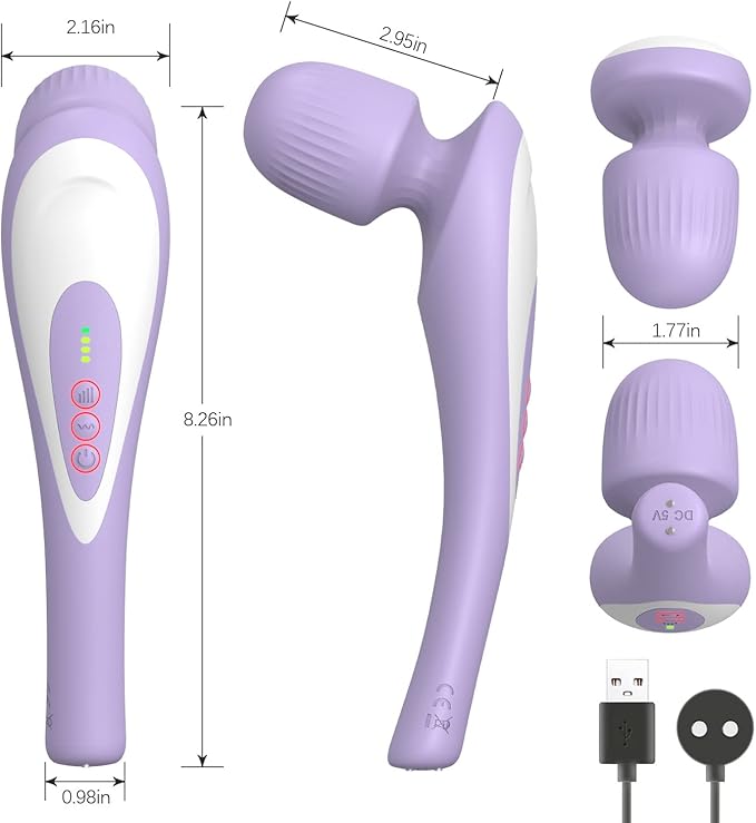 Personal Handheld Vibrating Massager-Cordless Electric Percussion Muscle/ Deep Tissue Massager for Neck Back Shoulder Foot, Portable Seven Wand Massager for Full Body