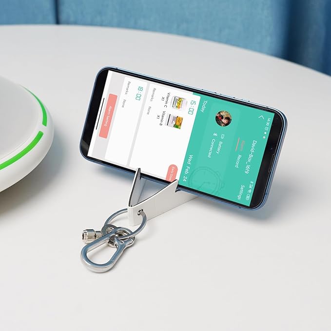 EziMedPil Replacement Key with Key Chain & Refrigerator Magnet & Mobile Phone Holder, 6 Grooves (SIX Grooves) is Exclusive for EziMedPil Standalone, Bluetooth & WiFi Pill Dispenser.