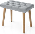 AKLOT Velvet Upholstered Piano Bench: Rubberwood Legs with 300-Pound Load Capacity, Ergonomically Set Seat Height, Easy Assembly, Purpose Keyboard Stool for Vanity, Bedroom and Living Room (Gray)
