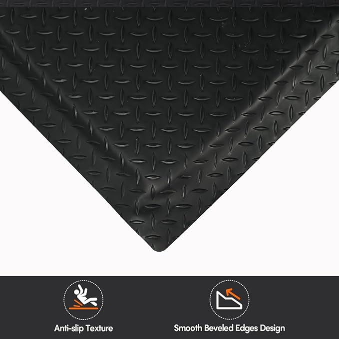 Anti Fatigue Mats Industrial 2' x 7' 15/16" Thick Ergonomic Standing Mat Commercial Kitchen Mat Heavy Duty Diamond Plate Cushioned Shop Floor Mats Helps Relieve Back and Leg Soreness