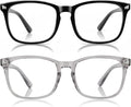 2 Packs Professional Sleep Glasses with 97.6% Blue Light Blocking Dual AR Coatings Clear Lens, Computer Gaming Glasses for Men Women, Anti Fatigue & Eye Strain