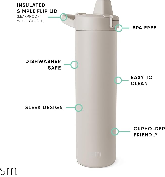 Simple Modern Filtered Water Bottle | Insulated Stainless-Steel Carbon Filter Travel Water Bottles | Reusable for Clean Drinking Water On The Go | 24oz, Almond Birch
