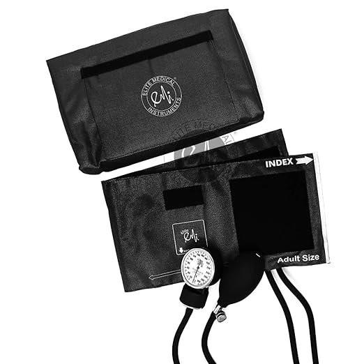 EMI 330-ST Stealth Black Sprague Stethoscope and Aneroid Sphygmomanometer Blood Pressure Set - Manual BP Cuff Kit for Nurses, Doctors, and Students