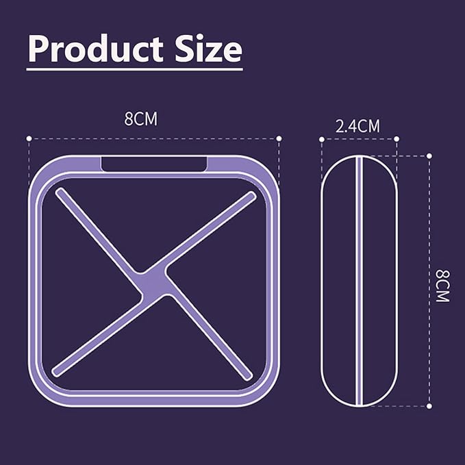 Small Pill Box Waterproof Travel Pill Case Portable Daily Pill Container Pill Holder Purse 4 Compartments Compact Medicine Organizer for Vitamin,Fish Oils,Supplements,Medication (Purple)