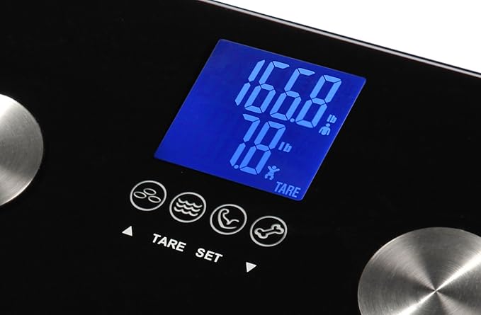 Ozeri Touch 440 lbs Total Body Weight Scale (Body Fat, Muscle, Bone, Weight & Hydration), Auto Recognition Bath Scale with Infant Tare
