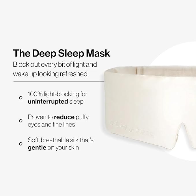 Dore & Rose Deep Sleep Mask Light Blocking, 23 Momme Mulberry Silk Eye Mask, Ultra Soft, Adjustable - Travel Sleeping Mask for Men & Women (Champagne)