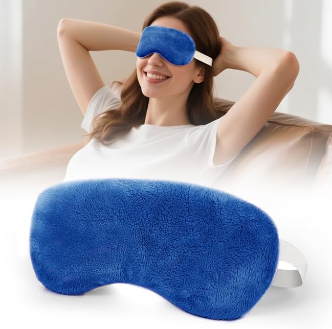 Microwave Heated Eye Mask, Steam Warm Compress for Dry Eyes, Work with Relieve, Blepharitis & Stye Treatment (Blue)