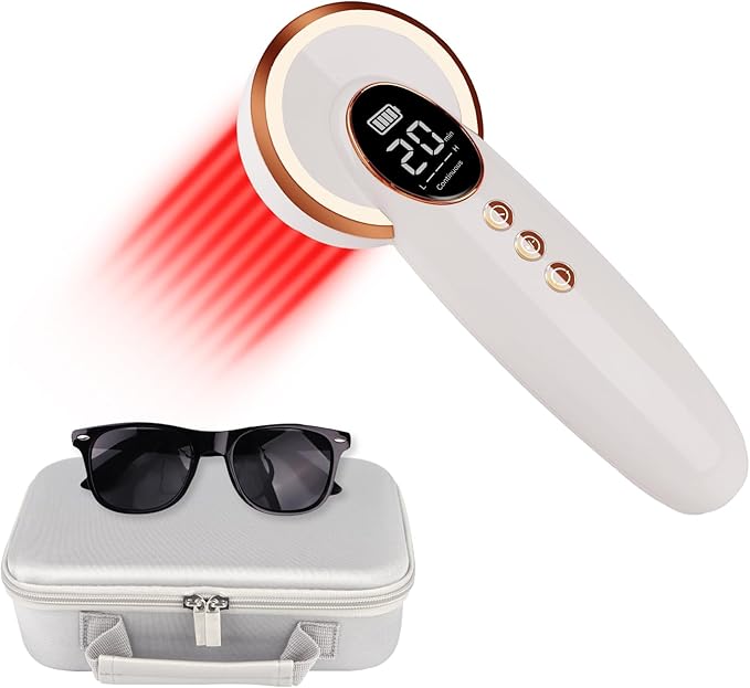 4x808nm+12x650nm, 3500mAh Battery, 4Hz pulsed Near Infrared Red Light Therapy Treatment for Body Pain Relief, Handheld Cold Light Therapy Device for Dogs Cats Horse Pets
