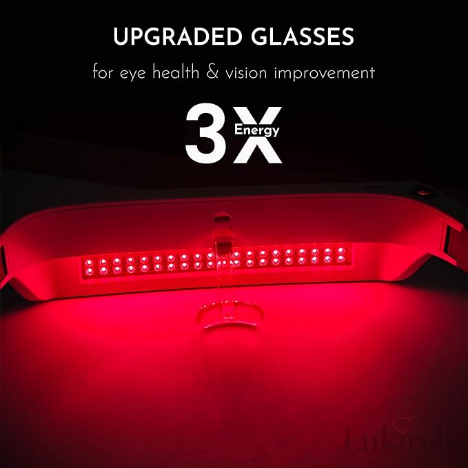 Red Light Therapy Glasses 670nm - Supports Eye Comfort & Visual Wellness, Wearable Red Light Therapy Glasses - UV-Free LED Light, Helps Relieve Eye Fatigue (Red Light)