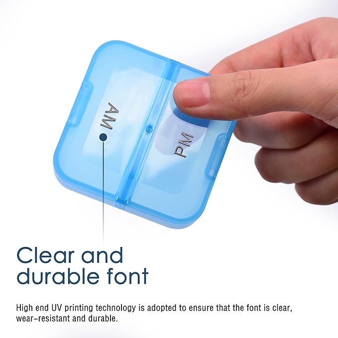 GREENCYCLE Weekly Pill Organizer 7 Day 2 Times a Day, AM PM Portable Travel Daily Compartments Pill Cases for Pills Vitamin Fish Oil Supplements, BPA Free Pill Box, Easy to Clean