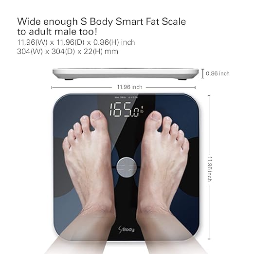 VisionTechShop S Body High Precision Ultra Wide Digital Body Weight Bathroom Scale up to 396lb/180kg, Super-Clear Large LED Display,Step-On Technology, Black