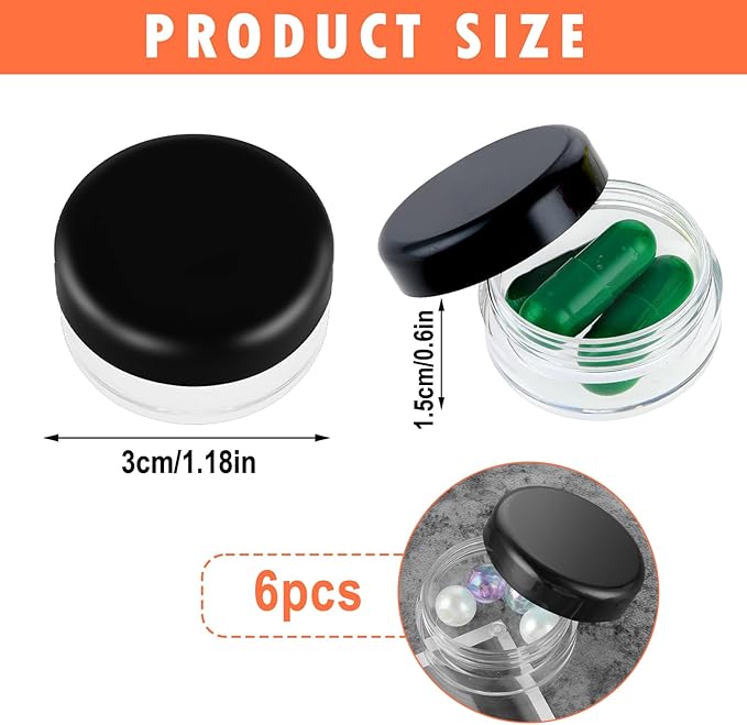 Small Pill Box, 6 Pcs Mini Pill Organizer Box Travel Pills Cases Holder Portable Daily Pills Container BPA Free Pocket Medicines Storage Container for Purse Pocket Briefcase (3 x 1.5 cm)