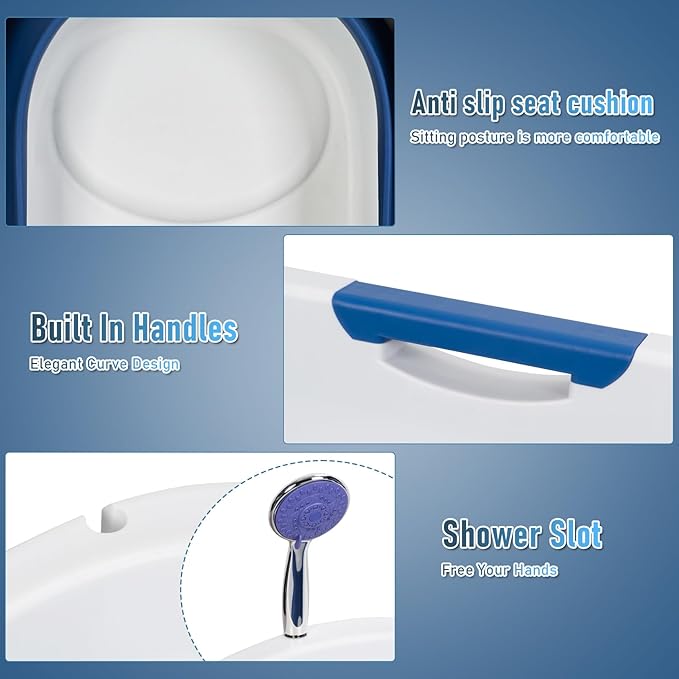 Portable Bathtub, 58/56/50/46 Inch Collapsible Bathtub, Freestanding Foldable for Adults, Folding Tub for Shower, Hot Bath, Ice Bath (Blue-C-140cm)