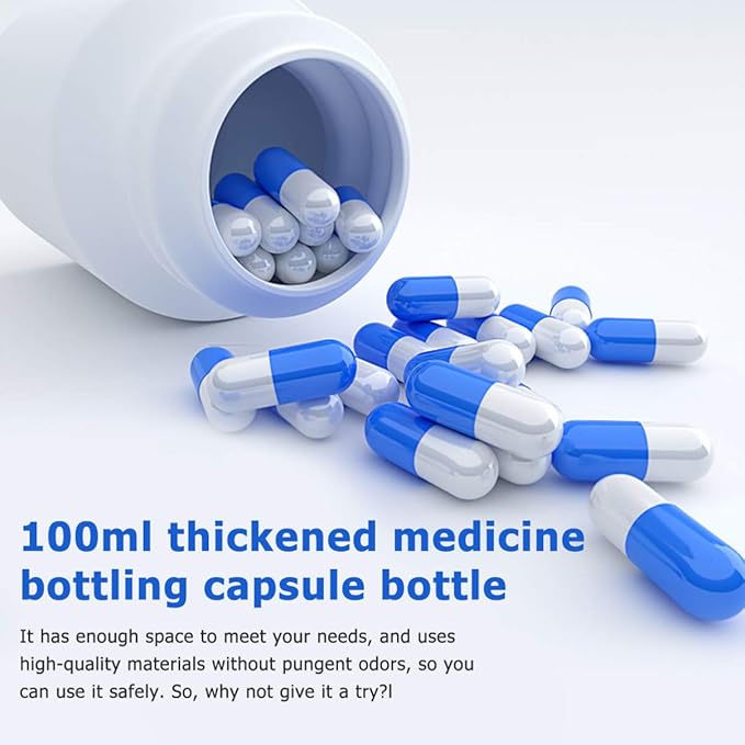 EXCEART 20pcs Empty Pill Bottle Portable Plastic Medicine Holder Container Case for 100ml (White)
