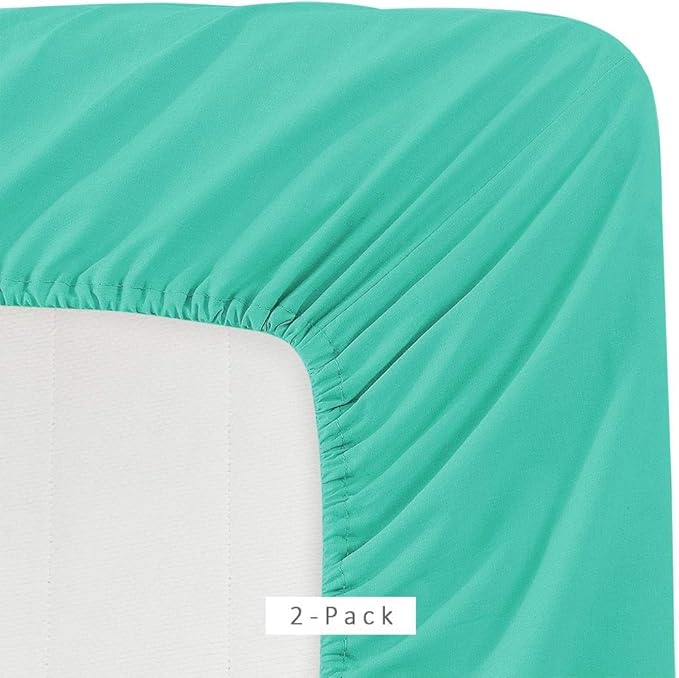 2 Pack Fitted Hospital Bed Sheets with Elastic All Around for a Double Brushed Ultra Soft Breathable 100% Microfiber Sheets, 36” x 84” x 12”