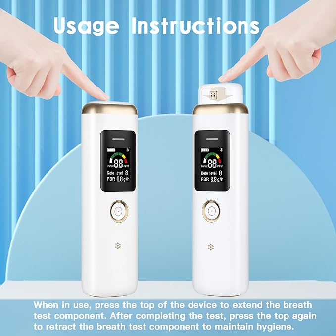 Breath Ketone Meter Professional High-Accuracy Breath Ketosis Meter – Home Ketone Breath Analyzer & Advanced Breath Ketosis Tester for Tracking Your Ketones, Keto Lifestyle & Fitness Goals