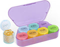 NatureTouch Weekly Pill Organizer, BPA Free Medicine Organizer Rainbow 7 Day Pill Box, Daily Portable Pill Conatainer for Pills/Vitamin/Fish Oil/Supplements [Lastest Version],Purple