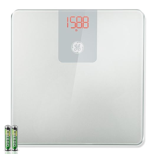 GE Digital Scale Body Weight, Smart Bluetooth Bathroom Scales for Weight and BMI Accurate Body Weighing with App for People - 400lb Electronic Scale Silver Grey