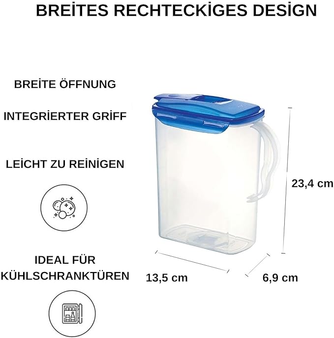 Lock & Lock Fridge Door Water Jug with Flip Top Lid 70.55-oz / 8.5-cup