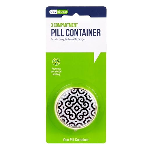EZY DOSE Fashion Daily Round, Portable On-The-Go Pocket Pharmacy, Pill Box, Organizer and Vitamin Containers, Snap Shut Lids, Perfect For Traveling, Color May Vary, BPA Free
