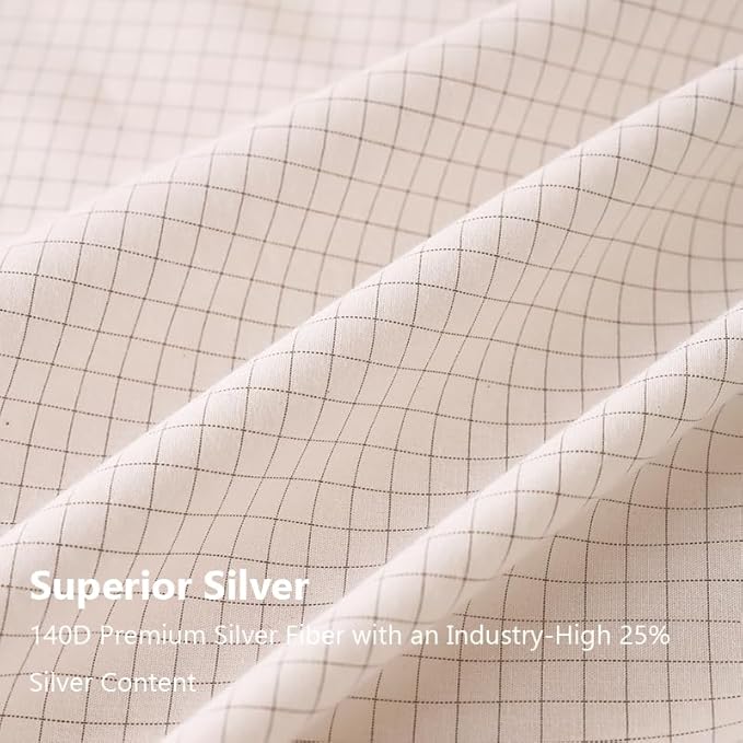 Premium Grounding Fitted Sheets - 25% Silver Infuse Fiber + Cotton - Ultra Conductive Bed Sheets with Grounding Cord - Includes Silver Eye Mask & Grounding Mouse Pad - Day & Night Wellness Kit