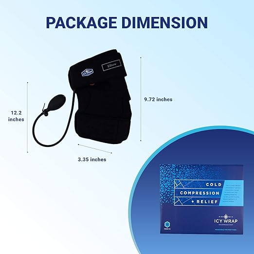 Cold Pack Compression Wrap for Elbow and Joints by Icy Wrap - Ice Pack Therapy Cryo-Cool Flexible Treatment for Injuries, Aches, Swelling, Sprains, Inflammation, Post Surgery Recovery