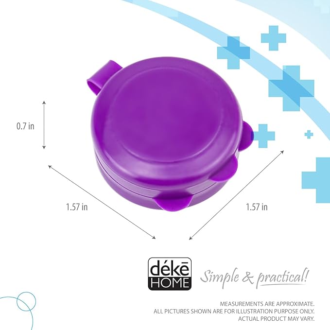 Deke Home - Pill Container Small, Round Pill Organizer, 3 Pack Single Pill Case for Medicine, Daily Mini Pill Box for Purse or Pocket, Light Storage for Travel, BPA Free (3 Colors)