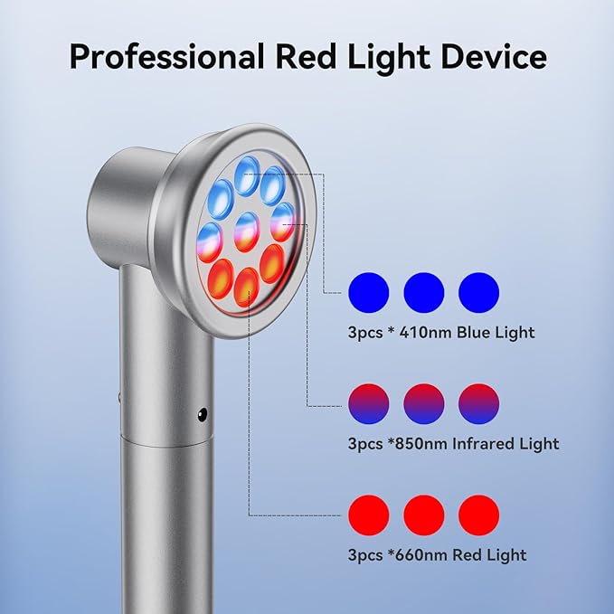 Handheld Red Light Device with Stand, Red & Infrared LED Wellness Device with 3 Modes & Timer, Near-Infrared Red Light Wand for Body, Knee, Feet, Back, Muscle, Joints