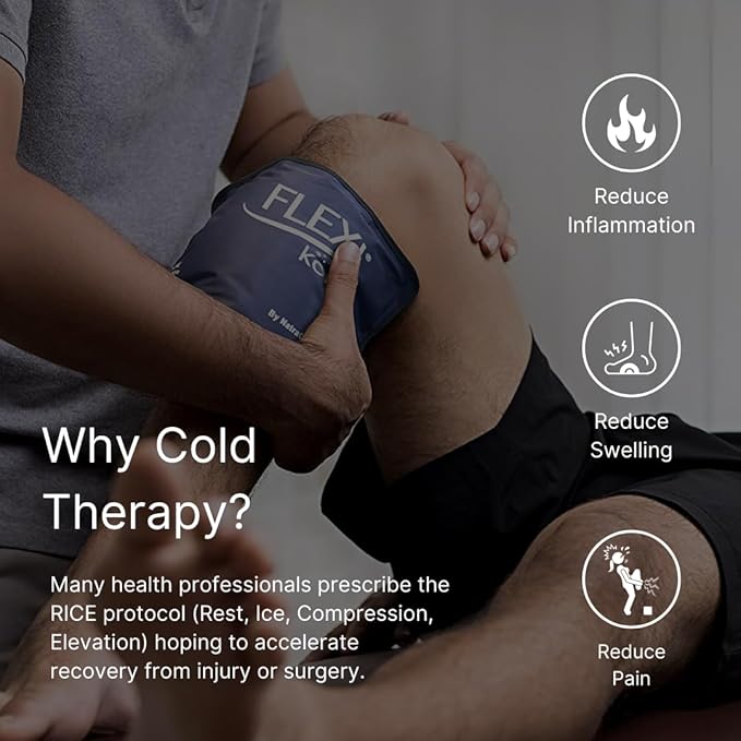 NatraCure Cold Therapy Compression Sleeve for Injuries & Pain Relief - Reusable Ice Sleeve for Arm, Forearm, Elbow, Wrist - Ice Sleeve Pack Wrap for Leg, Shin, Calf, Ankle, Foot - SM
