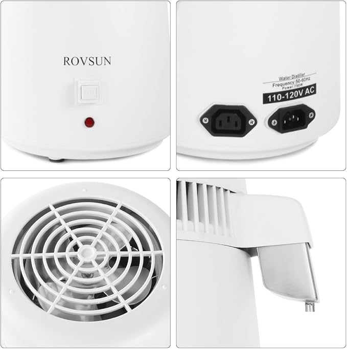 4L Countertop Water Distiller Machine Stainless Steel Home Pure Water Purifier Filter, 750W Distilled Water Maker with Glass Container, 1L/H