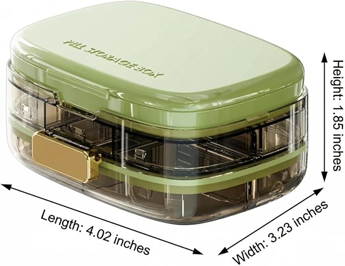 Weekly Pill Organizer, 7 Day Pill Box with Safety Lock and Airtight Seal, Child-Resistant Large Medication Container for One Dose Per Day, Travel Portable Vitamin Case - Green