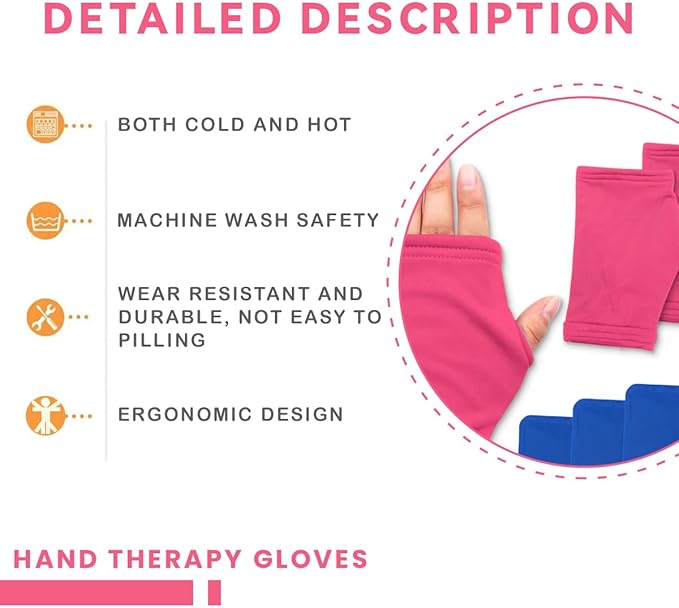 Hot and Cold Therapy Gloves, Ice Pack for Pain Relief | Microwavable and Freezable Mittens for Arthritis, Finger Injuries, and Carpal Tunnel