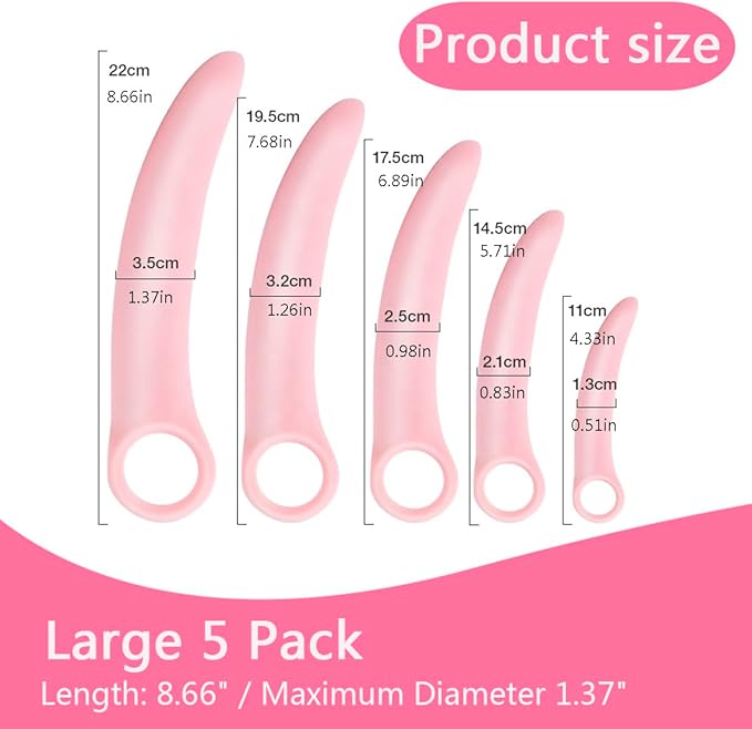 5-Pack Silicone Pelvic Floor Muscle Dilator Trainer Set for Women （Large Set）