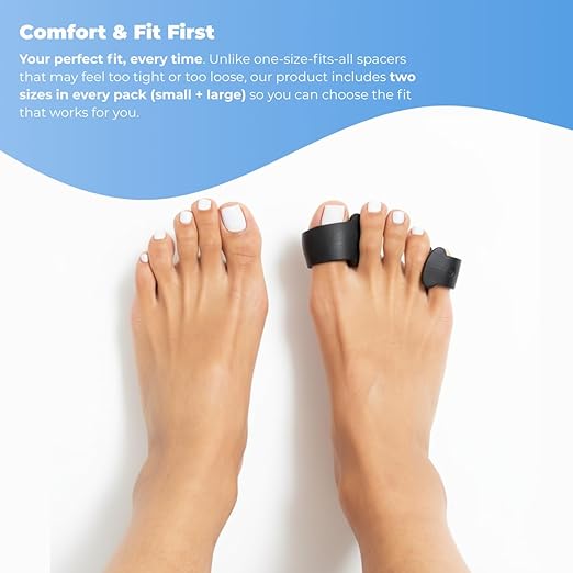 Single Toe Spacer for Bunion Relief and Plantar Fasciitis Support, Soft Gel Toe Separators for Alignment, Foot Tension and In-Shoe Comfort | 4 pieces