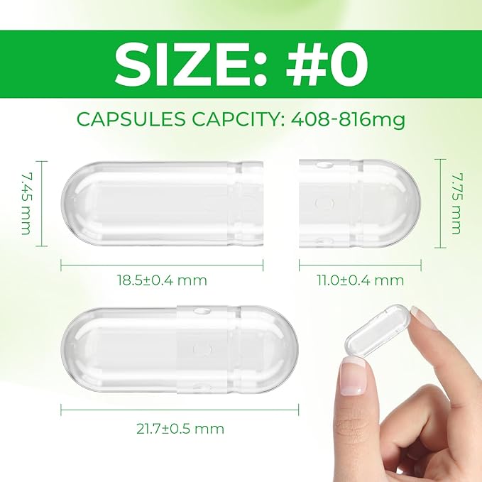 Size 0 Capsules Empty Vegan Plant Based Clear (5,000 Count) Gluten Free, Non-GMO, Halal Certified Pill Caps Filling Kit with 2 Spoons for Vegetarian DIY Your Own Supplements