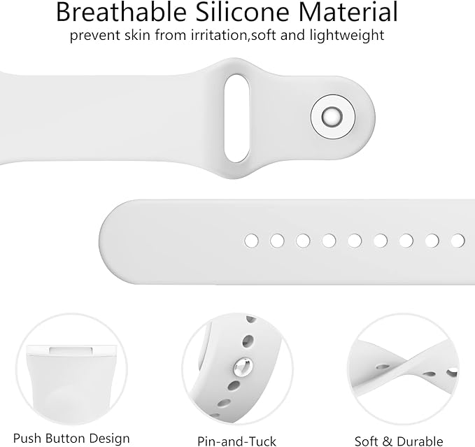 AK Silicone Bands Compatible with Fitbit Versa 4 Bands & Fitbit Sense 2 Bands for Women Men, Soft Straps Replacement Wristbands for Fitbit Versa 3 & Versa 4 / Sense & Sense 2 Smart Watch (White)
