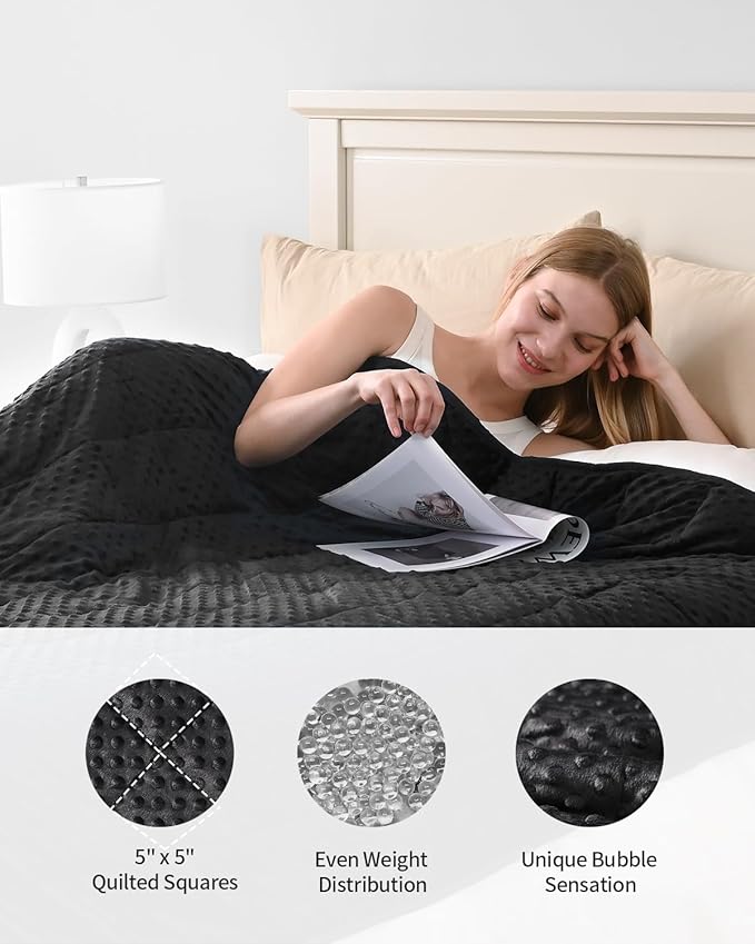 Mr. Sandman Weighted Blanket for Adults, Heavy Blanket for Woman, Man Sleeping/Calm, Soft and Cozy Weighted Throw Blankets, Machine Washable, 60 x 80in, 20 lbs, Black