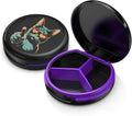 Serfeymi Small Pill Case for Purse, Unique Artistic Patterns Travel Pill Box with 3 Compartments, Portable Mini Pill Organizer for Pocket, Decorative Pill Container for Purse - Black(Cat)
