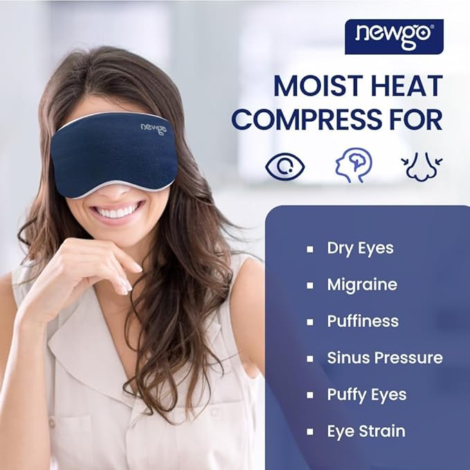 NEWGO Microwave Heated Eye Mask Soothing Relief for Dry Eyes, Heat Therapy Warm Eye Compress with Removable Cover for Stye, Blepharitis, Relaxation or Gift Choice - Blue
