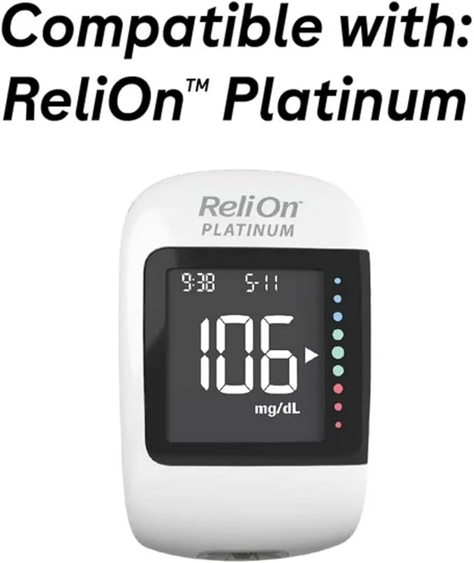 Platinum Blood Glucose Test Strips | Blood Glucose Test Strip | Blood Sugar Test Strips | Platinum Test Strips 100 Count + STS Sticker.